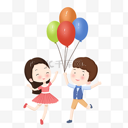 儿童节男孩女孩气球跳舞