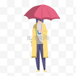大衣红色图片_红色遮阳伞旅游女孩