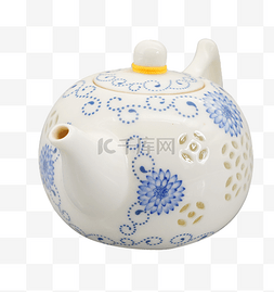 青花瓷茶壶图片_青花瓷圆形茶壶