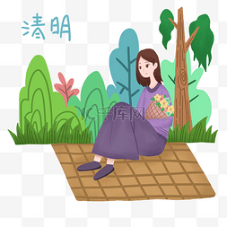 赏景图片_公园踏青赏景女孩