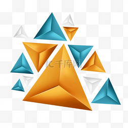 紫色和黄色三角形几何形状立体感