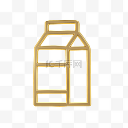 牛奶金色图片_金属质感立体饮料类图标-牛奶