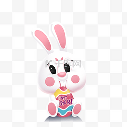 俏皮兔子图片_俏皮复活节兔子与蛋