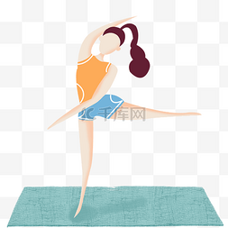 手绘运动健身瑜伽图片_女孩家里瑜伽运动元素
