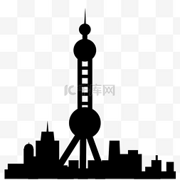 上海标志建筑图片_东方明珠简约黑白剪影png元素