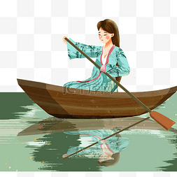 中国风国潮古代美女划船