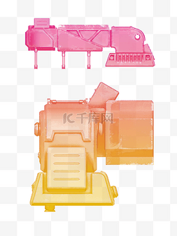 边框未来图片_粉桃色红色渐变透明朋克蒸汽机械