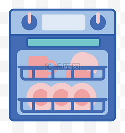 碗筷放好图片_蓝色消毒碗筷柜