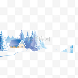 房屋圣诞图片_圣诞冬天蓝色雪景