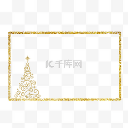 圣诞花纹金色图片_金色圣诞节边框