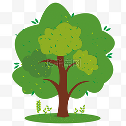 在草坪上玩的图片_卡通手绘绿树树木