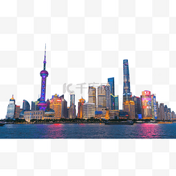 油画夜景图片_上海外滩城市夜景