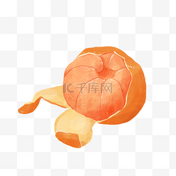 水果橙色水彩写实剥开橘子png