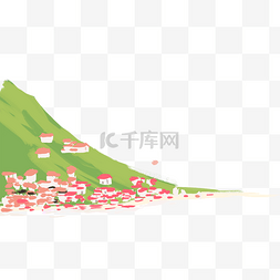 绿色山坡和花免抠图