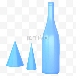 小清新物品图片_蓝色酒瓶子物品样式