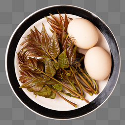 一堆蔬菜摄影图片_香椿鸡蛋食材