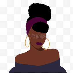 个性头像黑人妇女插画元素