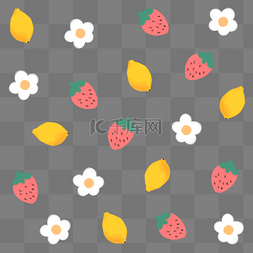 夏天草莓柠檬水果清新底纹