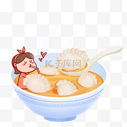 立冬冬至冬天美味汤饺美食合成