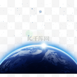 星辰宇宙图片_蓝色系创意手绘发光地球图案