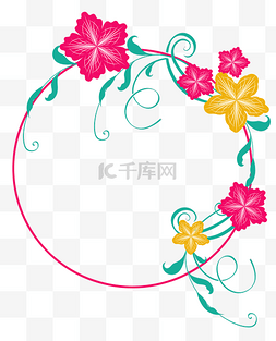 植物边框插图图片_小清新文艺风植物花朵木槿花芙蓉