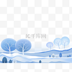 横版冰雪节图片_冬日白色原野冰雪雪景装饰底框