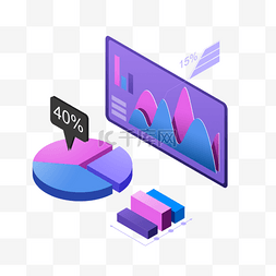 紫色创意立体数据2 5d区块链