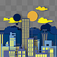 夜景月色城市建筑立体剪纸