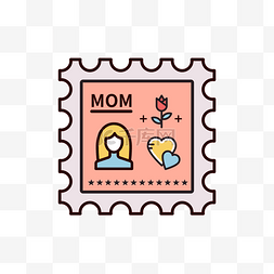 彩色母亲可爱扁平邮票