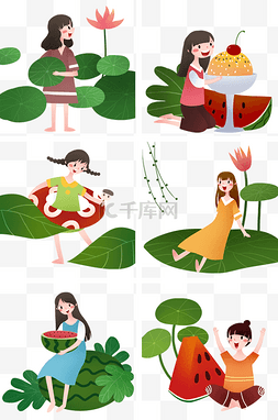 夏日合集图片_立夏合集卡通插画