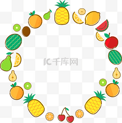 苹果柠檬水果图片_美味秋季水果矢量边框