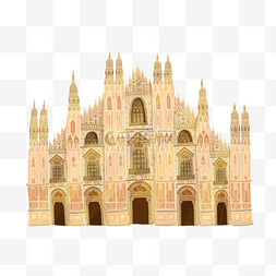 建筑光线图片_手绘米兰大教堂