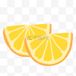 圆形的水果图片_手绘卡通两片立体橙子免扣元素