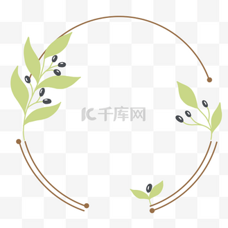 圆形植物边框