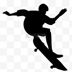人物剪影跳跃运动图片_滑滑板跳跃人物剪影