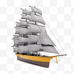 复古帆船png图