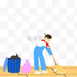 五一学生学习扫除校园劳动PNG