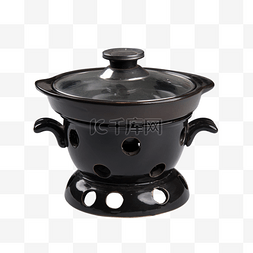 黑色砂锅图片_黑色带炉砂锅