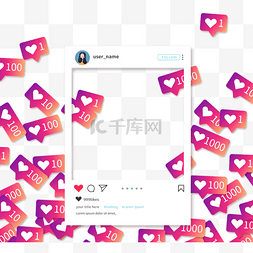 渐变红心图片_渐变点赞红心instagram社交边框