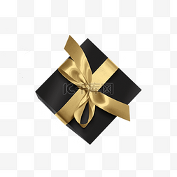 黑色盒子和金黄色丝带的礼物