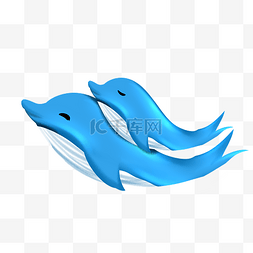 母亲节动物图片_蓝色动物海豚母子