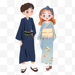 手绘日本传统人物图片_和服可爱传统服装日本蝴蝶结扇子