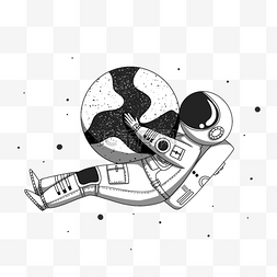 简约卡通星球图片_卡通线条风格宇航员元素