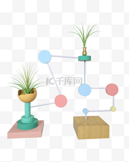 C4D植物花草展台装饰