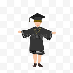 毕业季毕业青春图片_穿着学士服的男孩手绘