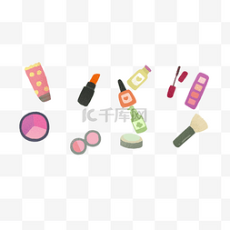 美妆工具图片_彩色美妆工具插画