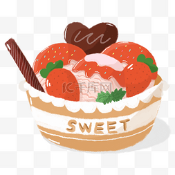 夏季粉色手绘卡通草莓巧克力雪糕