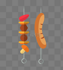 香菇串图片_肉串蔬菜肉串烧烤插画