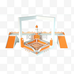 橙色创意建筑几何模型元素