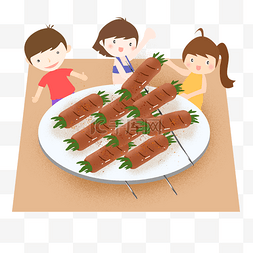 夏季烧烤五花肉插画